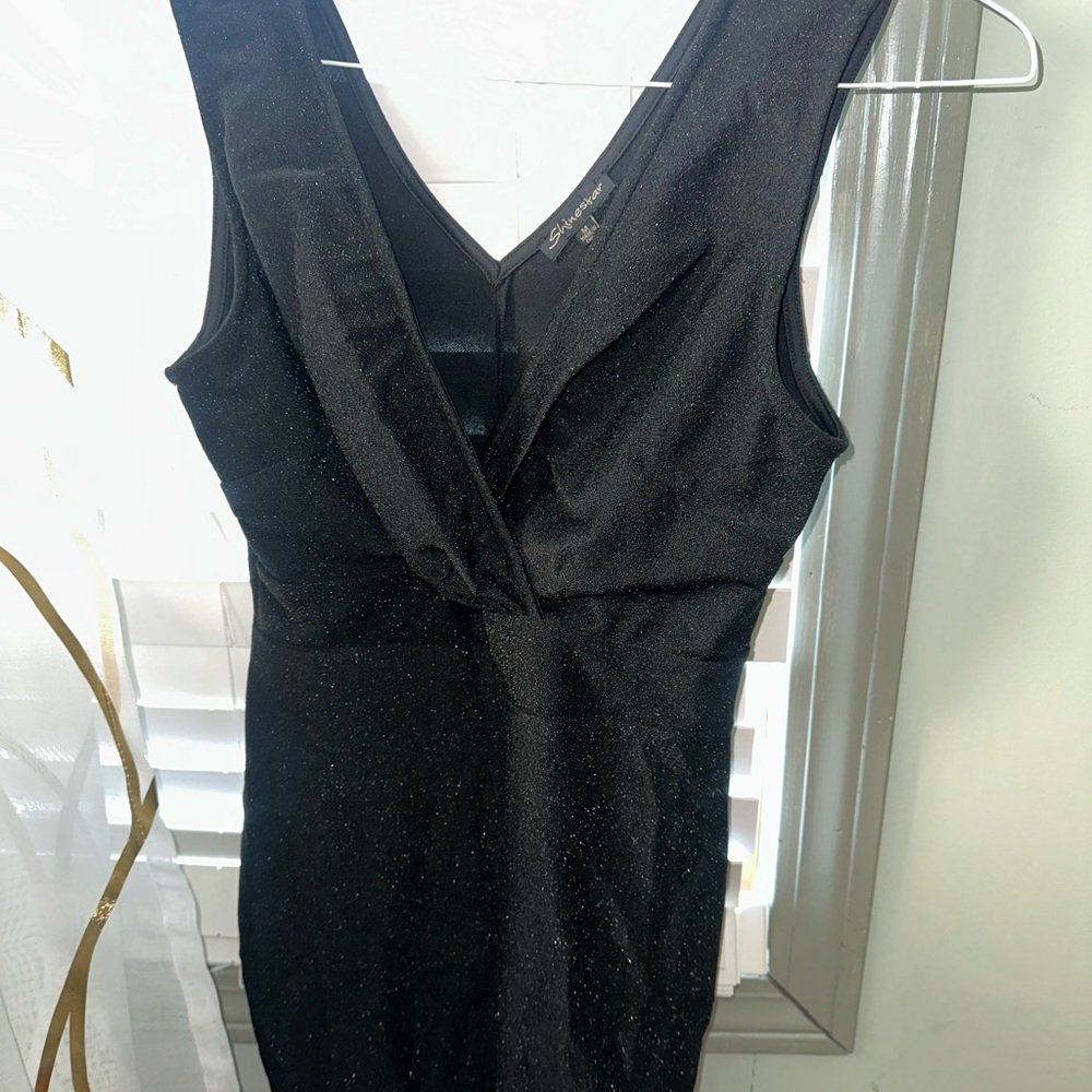 Shinestar Black Sparkle Backless Dress